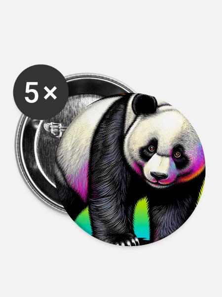Panda - Buttons mittel 32 mm (5er Pack) - Weiß