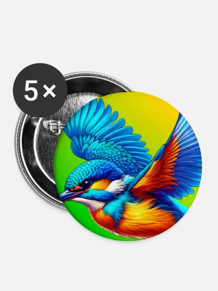Eisvogel - Buttons mittel 32 mm (5er Pack) - Weiß
