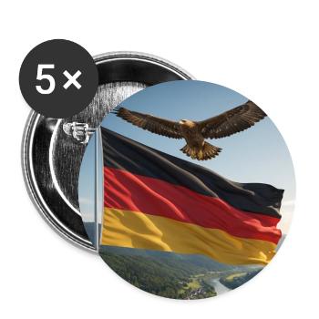 Adler über der deutschen Flagge - Buttons mittel 32 mm (5er Pack) - Weiß - Vorne