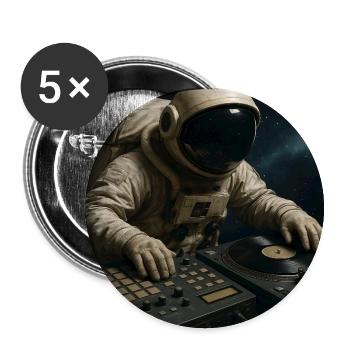 Astronaute DJ sur platine - Lot de 5 moyens badges (32 mm) - blanc - Devant