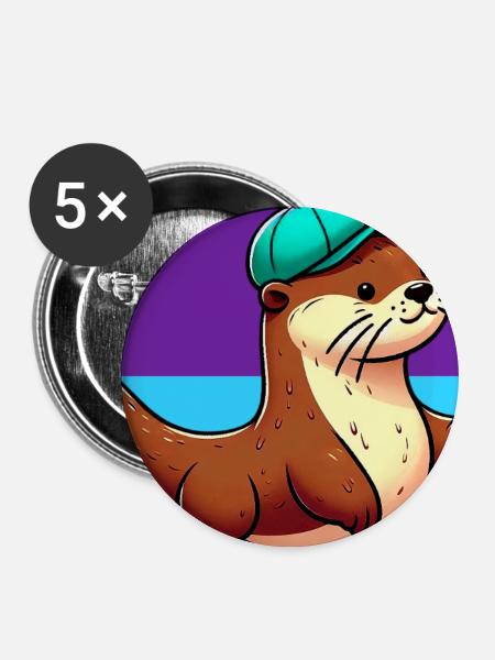 Otter - Buttons mittel 32 mm (5er Pack) - Weiß