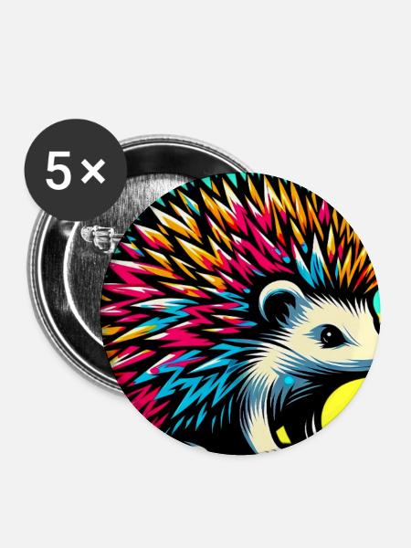 Igel - Buttons mittel 32 mm (5er Pack) - Weiß