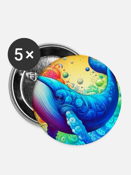Wal - Buttons mittel 32 mm (5er Pack) - Weiß