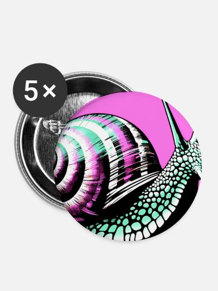 Schnecke - Buttons mittel 32 mm (5er Pack) - Weiß