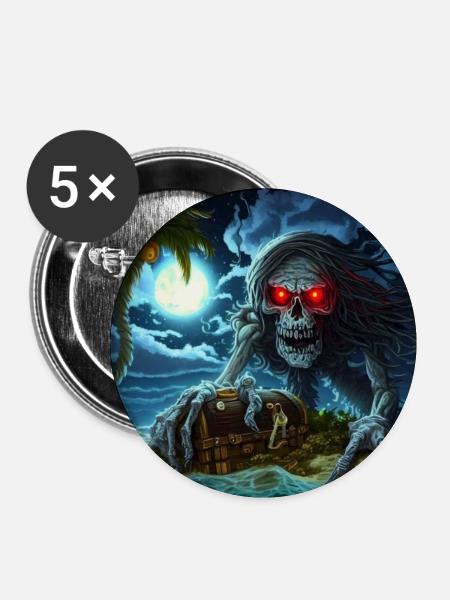 Halloween - Buttons mittel 32 mm (5er Pack) - Weiß