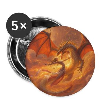 Feuerdrache mit Phönix auf den Wolken - Buttons mittel 32 mm (5er Pack) - Weiß - Vorne
