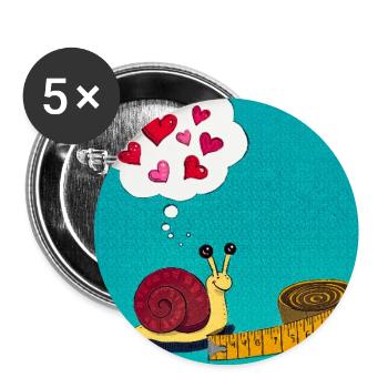 Escargot sucré avec ruban à mesurer - Lot de 5 moyens badges (32 mm) - blanc - Devant