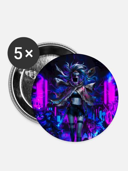 graffiti punk anime - Buttons mittel 32 mm (5er Pack) - Weiß
