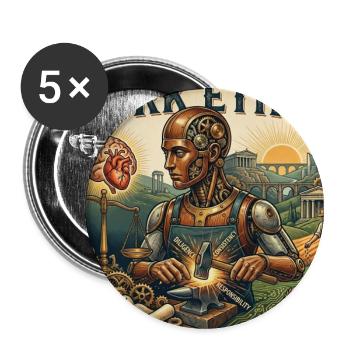 Éthique du travail - Lot de 5 moyens badges (32 mm) - blanc - Devant