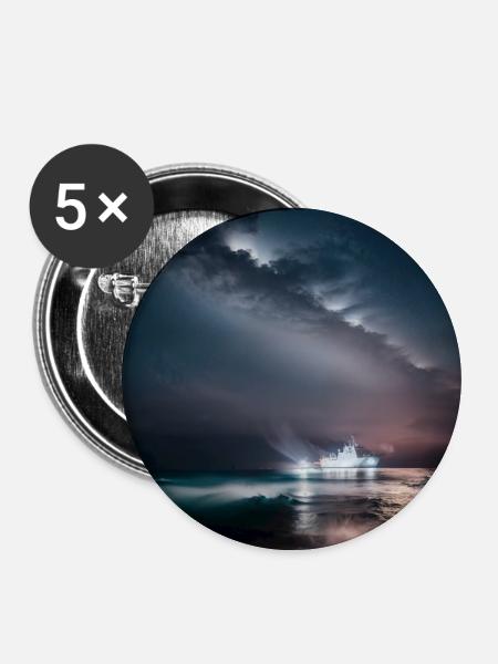 Shiff bei Nacht - Buttons mittel 32 mm (5er Pack) - Weiß