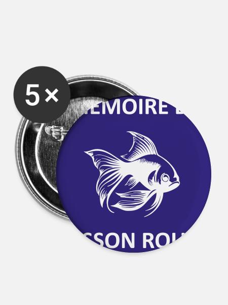 Goldfisch-Gedächtnis - Buttons mittel 32 mm (5er Pack) - Weiß
