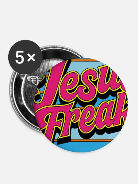 Lebendige Jesus-Freak-Illustration - Buttons mittel 32 mm (5er Pack) - Weiß