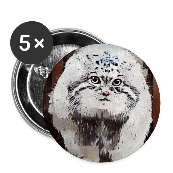 A picture of Manul cat  in watercolor - Buttons medium 1.26"/32 mm (5-pack) - white - Front