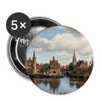 Blick auf Delft (realistisch) - Buttons mittel 32 mm (5er Pack) - Weiß - Vorne