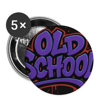 Old School Graffiti Schriftzug - Buttons mittel 32 mm (5er Pack) - Weiß - Vorne