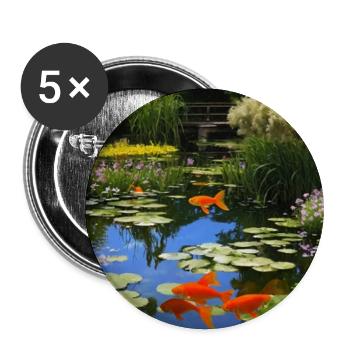 Poissons koï dans des eaux tranquilles - Lot de 5 moyens badges (32 mm) - blanc - Devant
