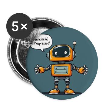 Robot Mignon au Charme Retro - Lot de 5 moyens badges (32 mm) - blanc - Devant