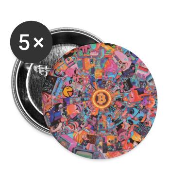 Bitcoin Bazooka - PopArt 3 - Lot de 5 moyens badges (32 mm) - blanc - Devant