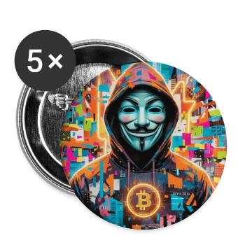 Bitcoin Bazooka - PopArt - Satoshi 3 - Lot de 5 moyens badges (32 mm) - blanc - Devant