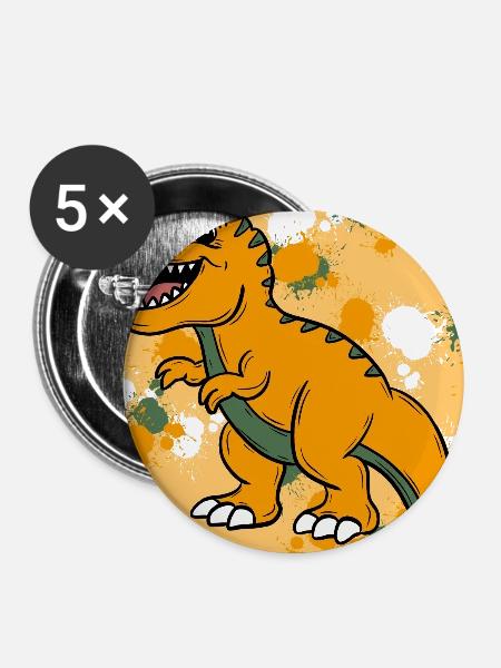 T-rex Dino - Buttons mittel 32 mm (5er Pack) - Weiß