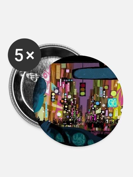 City - Buttons mittel 32 mm (5er Pack) - Weiß