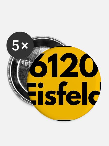 Alte Postleitzahl 6120 Eisfeld | DDR - Buttons mittel 32 mm (5er Pack) - Weiß