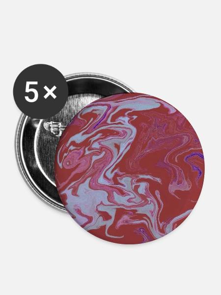 Marble Flux Rot-Pink Muster - Buttons mittel 32 mm (5er Pack) - Weiß