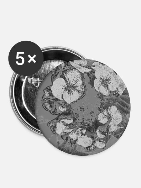 Monochrome Blütendetail - Buttons mittel 32 mm (5er Pack) - Weiß