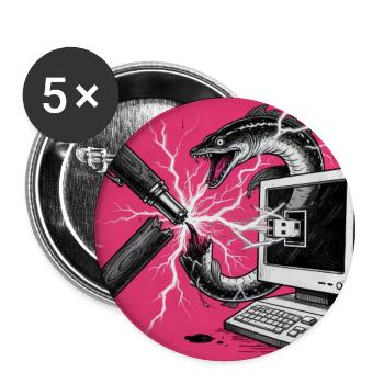 Anarchischer Aal - Ausbruch Kugelschreiber - KI - Buttons mittel 32 mm (5er Pack) - Weiß - Vorne
