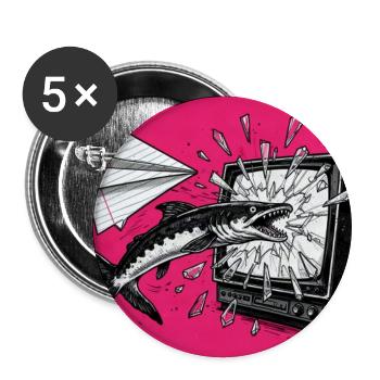 Anarchischer Aal aus Papierflieger gegen Monitor - Buttons mittel 32 mm (5er Pack) - Weiß - Vorne