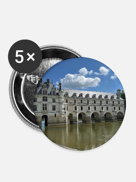 Burg von Chenonceau - Buttons mittel 32 mm (5er Pack) - Weiß