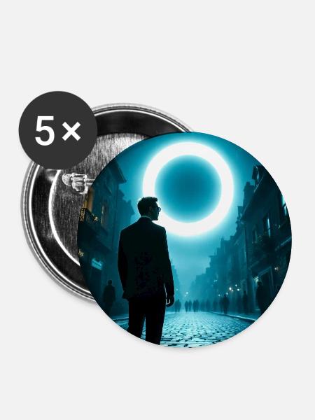 Ringlicht in der Nachtstraße - Buttons mittel 32 mm (5er Pack) - Weiß