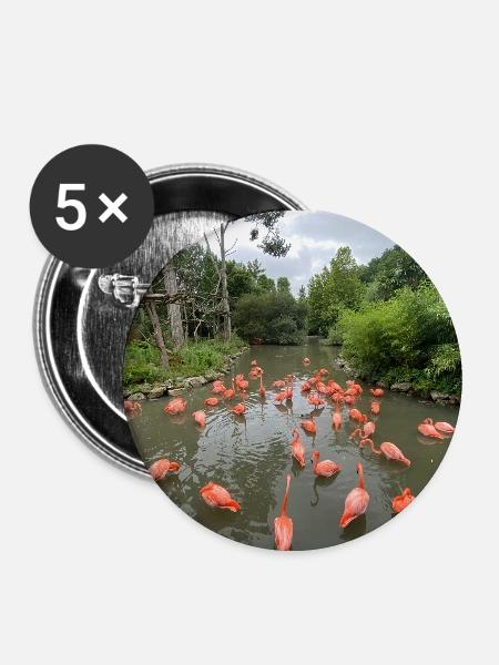 Flamingos im Sumpf - Buttons mittel 32 mm (5er Pack) - Weiß