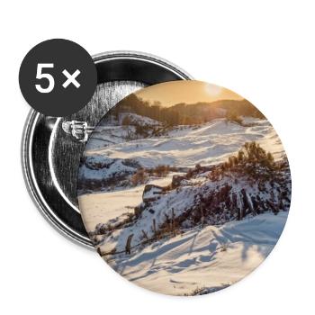 Sonnenaufgang in der Winterlandschaft - Buttons mittel 32 mm (5er Pack) - Weiß - Vorne