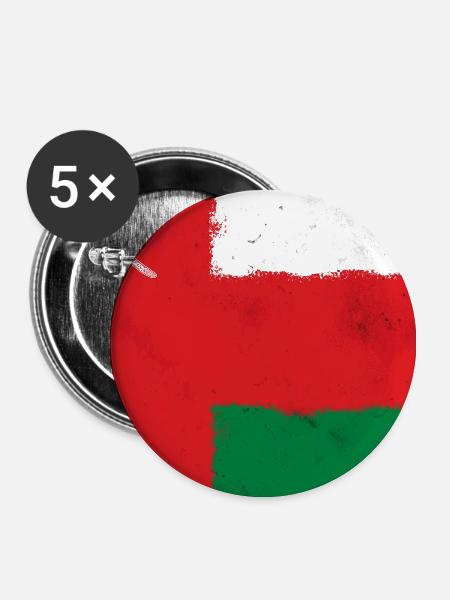 Flagge von Oman - Buttons mittel 32 mm (5er Pack) - Weiß