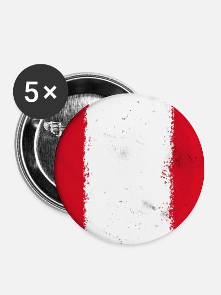 Flagge von Peru - Buttons mittel 32 mm (5er Pack) - Weiß