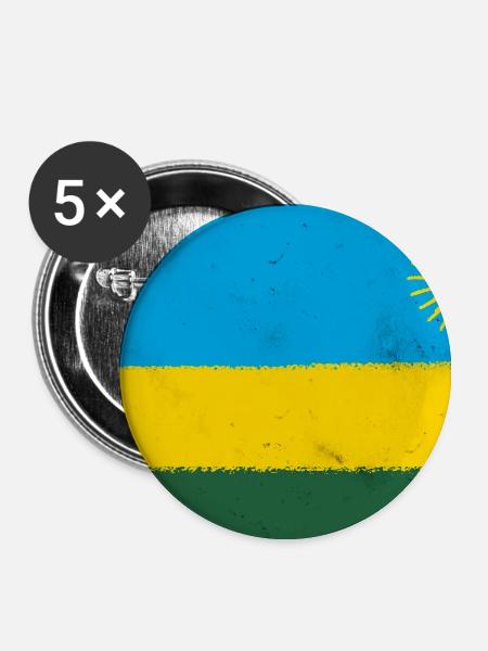 Flagge von Ruanda - Buttons mittel 32 mm (5er Pack) - Weiß