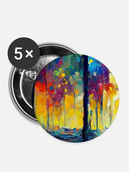 Mondnacht im Farbwald - Buttons mittel 32 mm (5er Pack) - Weiß