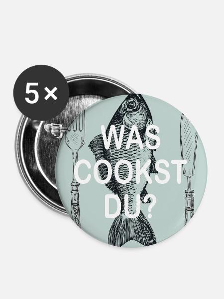 was cookst du? - Buttons mittel 32 mm (5er Pack) - Weiß