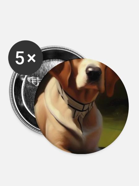Hunde Bild - Buttons mittel 32 mm (5er Pack) - Weiß