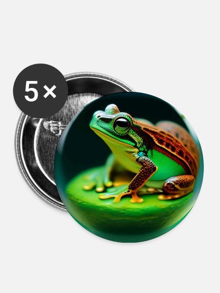 Frosch in einer Kugel - Buttons mittel 32 mm (5er Pack) - Weiß
