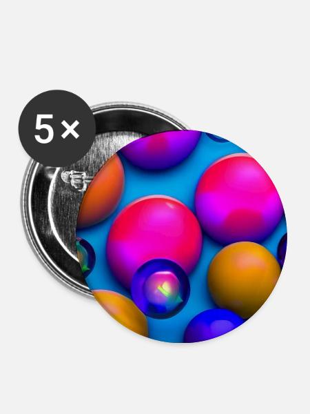 Bunte Blasen - Buttons mittel 32 mm (5er Pack) - Weiß