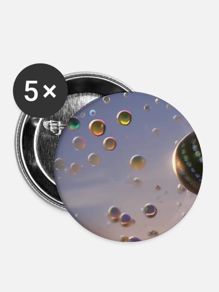 Bunte Seifenblase - Buttons mittel 32 mm (5er Pack) - Weiß