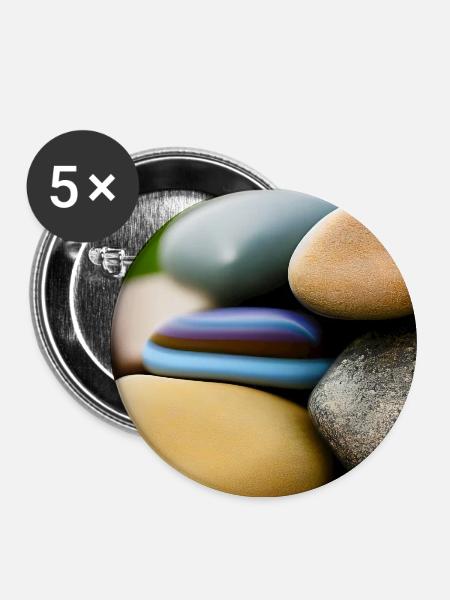Bunte Steine - Buttons mittel 32 mm (5er Pack) - Weiß