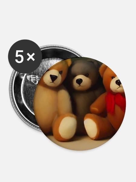 Teddybär - Buttons mittel 32 mm (5er Pack) - Weiß