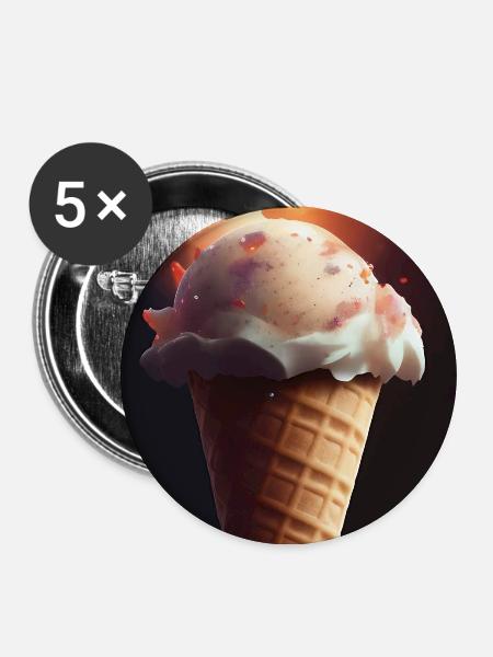 Eiscreme - Buttons mittel 32 mm (5er Pack) - Weiß
