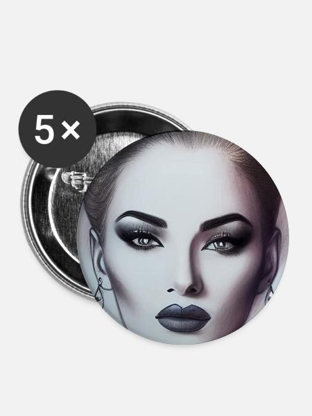 Frau mit Schmuck - Buttons mittel 32 mm (5er Pack) - Weiß
