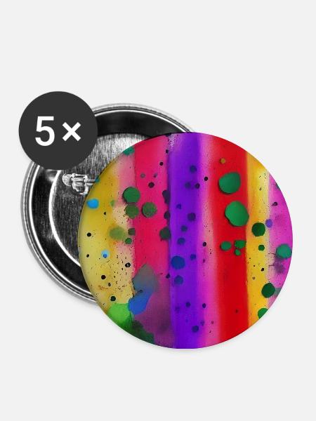 Farbspritzer und Linien - Buttons mittel 32 mm (5er Pack) - Weiß
