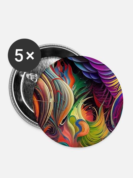 Abstrakte Kunst - Buttons mittel 32 mm (5er Pack) - Weiß