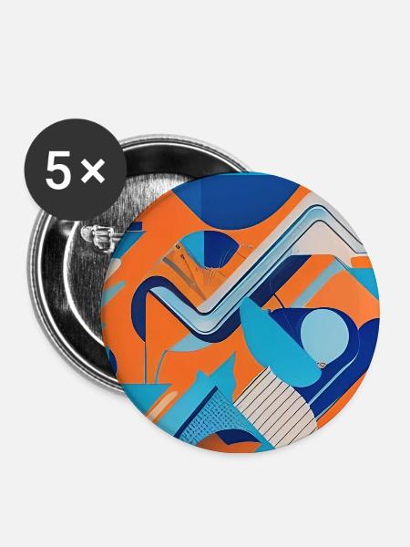 Abstrakte Kunst - Buttons mittel 32 mm (5er Pack) - Weiß